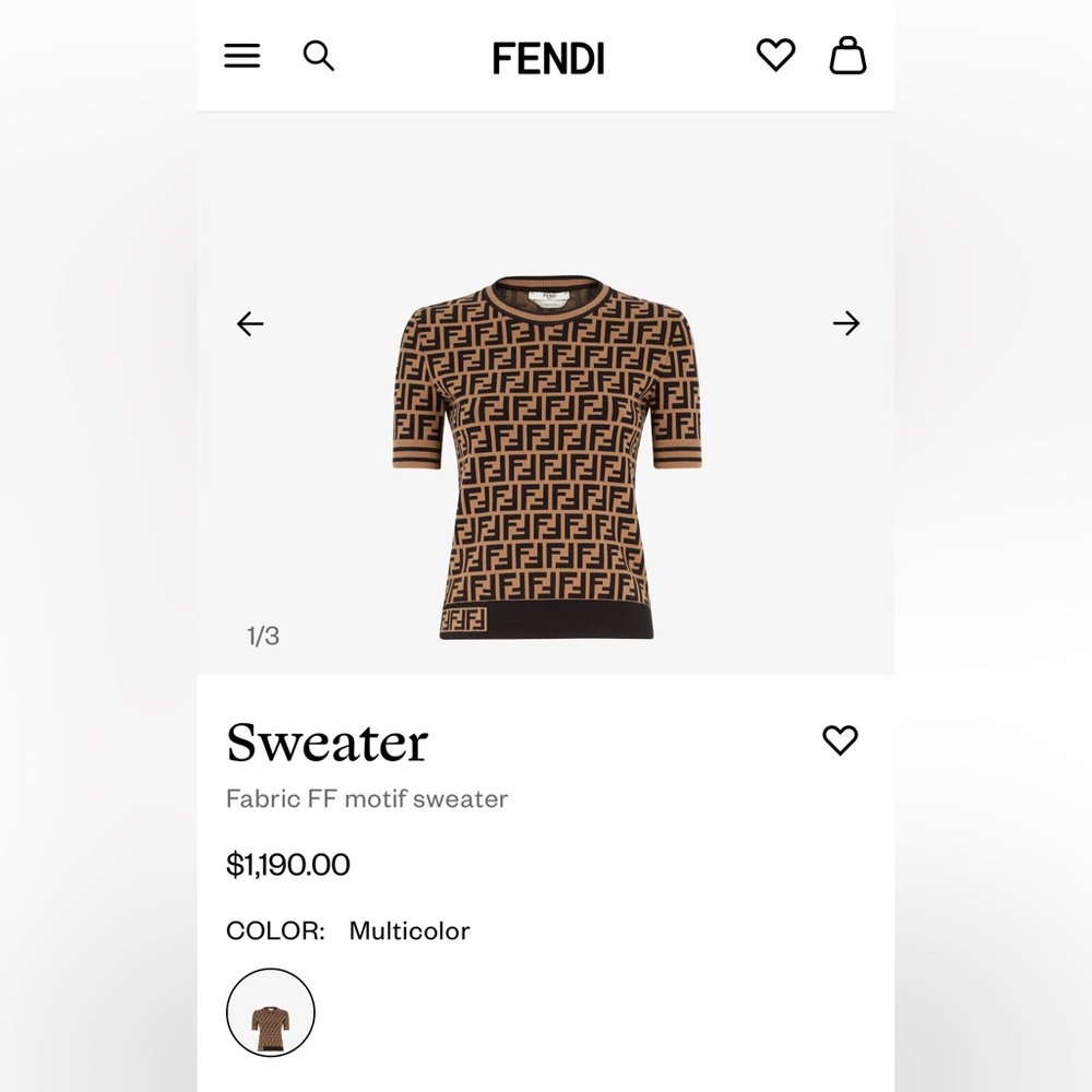 👛👛👛Fendi Zucca Print Knit Crew Neck - Picture 7 of 7